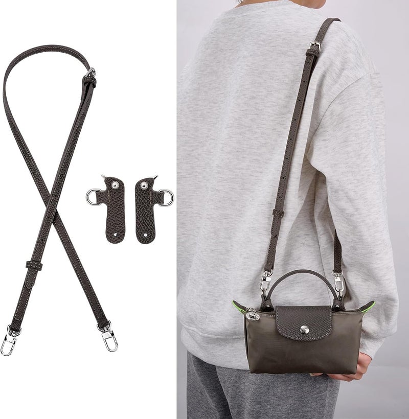 KOMHPS Purse Straps Replacement, Leather Handbag Crossbody Shoulder Strap Kit Adjustable for Mini Longcamp Tote Bag Women - Image 2